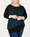 Ny Collection Plus Size Asymmetrical Colorblocked Top