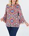 Charter Club Plus Size Medallion-Print Ruffle-Cuffed Top, Created for Macy's