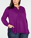 Style & Co Plus Size Crochet-Yoke Peasant Top, Created for Macy's