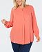 Charter Club Plus Size Banded-Collar Top, Created for Macy's
