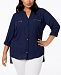 Ny Collection Plus Size Tab-Sleeve High-Low Shirt