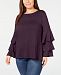 Ny Collection Plus Size Ruffle-Sleeve French Terry Top