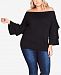City Chic Trendy Plus Size Tiered-Sleeve Off-The-Shoulder Top