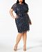 Adrianna Papell Plus Size Beaded Flutter-Sleeve Dress