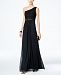 Adrianna Papell Embellished Lace One-Shoulder Gown