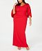 Adrianna Papell Plus Size Embellished Draped Gown