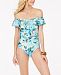 La Blanca Painted Love Printed Off-The-Shoulder Ruffle One-Piece Swimsuit Women's Swimsuit