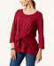 Style & Co Tie-Front 3/4-Sleeve Top, Created for Macy's