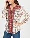 Style & Co Printed Button-Neck Top, Created for Macy's