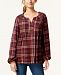 Style & Co Plaid Peasant Top, Created for Macy's