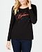 Karen Scott Long-Sleeve Embellished Graphic T-Shirt, Created for Macy's