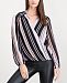 I. n. c. Petite Striped Surplice-Neck Top, Created for Macy's