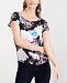 I. n. c. Floral-Print Cap-Sleeve Top, Created for Macy's