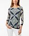 Charter Club Printed Boat-Neck Mesh Top, Created for Macy's