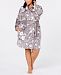 Charter Club Plus Size Printed Short Wrap Robe, Created for Macy's
