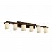 CNDL-8786-14-AMBR-NCKL-GU24-DBAL - Justice Design - CandleAria - Six Light Dakota Bath Bar AMBR: Amber Glass Shade Brushed Nickel FinishCylinder/Melted Rim Shade - CandleAria