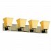 CNDL-8924-65-CREM-ABRS-GU24 - Justice Design - CandleAria - Four Light Bath Bar CREM: Cream Shade Antique Brass FinishTall Tapered Square - Candle Aria-Modular