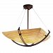 PNA-9722-35-BMBO-MBLK-LED5-5000 - Justice Design - Porcelina - Six Light Bowl Pendant with Crossbar Bamboo Shade Impression Matte BlackRound Bowl - Porcelina-Crossbar