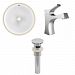 AI-12925 - American Imaginations - 16.5 Inch Round Undermount Sink Set with 1 Hole Faucet and Overflow Drain IncludedChrome/White Finish -