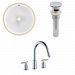 AI-12953 - American Imaginations - 16.5 Inch Round Undermount Sink Set with 3H8-in. Faucet and Overflow Drain IncludedChrome/White Finish -