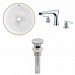 AI-12937 - American Imaginations - 16.5 Inch Round Undermount Sink Set with 3H8-in. Faucet and Overflow Drain IncludedChrome/White Finish -