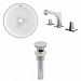 AI-13017 - American Imaginations - 15.25 Inch Round Undermount Sink Set with 3H8-in. Faucet and Overflow Drain IncludedChrome/White Finish -