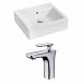 AI-14933 - American Imaginations - 21 Inch Above Counter Vessel Set For 1 Hole Center Faucet - Faucet IncludedChrome/White Finish -