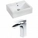 AI-15081 - American Imaginations - 20.25 Inch Wall Mount Vessel Set For 1 Hole Center Faucet - Faucet IncludedChrome/White Finish -