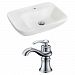 AI-15092 - American Imaginations - 23.5 Inch Wall Mount Vessel Set For 1 Hole Center Faucet - Faucet IncludedChrome/White Finish -