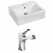 AI-15077 - American Imaginations - 20.25 Inch Wall Mount Vessel Set For 1 Hole Center Faucet - Faucet IncludedChrome/White Finish -
