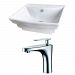 AI-14911 - American Imaginations - 19.75 Inch Above Counter Vessel Set For 1 Hole Center Faucet - Faucet IncludedChrome/White Finish -