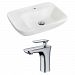 AI-15094 - American Imaginations - 23.5 Inch Wall Mount Vessel Set For 1 Hole Center Faucet - Faucet IncludedChrome/White Finish -