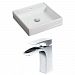 AI-15060 - American Imaginations - 17.5 Inch Above Counter Vessel Set For 1 Hole Center Faucet - Faucet IncludedChrome/White Finish -