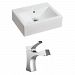 AI-15042 - American Imaginations - 20.25 Inch Above Counter Vessel Set For 1 Hole Center Faucet - Faucet IncludedChrome/White Finish -