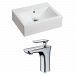 AI-15045 - American Imaginations - 20.25 Inch Above Counter Vessel Set For 1 Hole Center Faucet - Faucet IncludedChrome/White Finish -