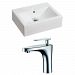 AI-15044 - American Imaginations - 20.25 Inch Above Counter Vessel Set For 1 Hole Center Faucet - Faucet IncludedChrome/White Finish -