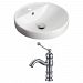 AI-15174 - American Imaginations - 18.25 Inch Drop In Vessel Set For 1 Hole Center Faucet - Faucet IncludedChrome/White Finish -