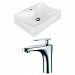 AI-15266 - American Imaginations - 21.5 Inch Wall Mount Vessel Set For 1 Hole Center Faucet - Faucet IncludedChrome/White Finish -