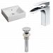 AI-15383 - American Imaginations - 21 Inch Above Counter Vessel Set For 1 Hole Center Faucet - Faucet IncludedChrome/White Finish -