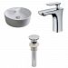 AI-15392 - American Imaginations - 18.25 Inch Above Counter Vessel Set For 1 Hole Center Faucet - Faucet IncludedChrome/White Finish -