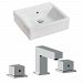AI-17829 - American Imaginations - 21 Inch Above Counter Vessel Set For 3H8-in. Center Faucet - Faucet IncludedChrome/White Finish -