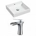 AI-17865 - American Imaginations - 17.5 Inch Wall Mount Vessel Set For 1 Hole Center Faucet - Faucet IncludedChrome/White Finish -