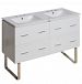 AI-18919 - American Imaginations - Xena - 48 Inch Floor Mount Vanity Set For 3H8-in. DrillingChrome/White Finish - Xena