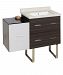 AI-19888 - American Imaginations - Xena - 37.75 Inch Floor Mount Vanity Set For 3H8-in. Drilling with Undermount SinkChrome/White-Dawn Grey Finish - Xena