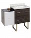 AI-19878 - American Imaginations - Xena - 37.75 Inch Floor Mount Vanity Set For 1 Hole Drilling with Top and Undermount SinkChrome/White-Dawn Grey Finish - Xena