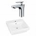 AI-22444 - American Imaginations - 19 Inch Above Counter Vessel Set For 1 Hole Center Faucet - Faucet IncludedChrome/White Finish -