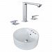 AI-22562 - American Imaginations - 18.25 Inch Above Counter Vessel Set For 3H8-in. Center Faucet - Faucet IncludedChrome/White Finish -