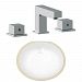 AI-23045 - American Imaginations - 18.25 Inch Oval Undermount Sink Set with 3H8-in. FaucetChrome/White Finish -