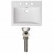 AI-23896 - American Imaginations - Omni - 21 Inch 3H8-in. Ceramic Top Set with Overflow Drain IncludedBrushed Nickel/White Finish - Omni