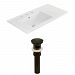 AI-23879 - American Imaginations - 35.5 Inch 3H8-in. Ceramic Top Set with Overflow Drain IncludedOil Rubbed Bronze/White Finish -